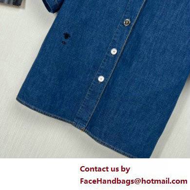 dior Blue Lightweight Cotton Denim with Macro Toile de Jouy Motif blouse 2022