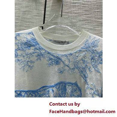 dior Bright Blue Technical Cashmere Knit with Toile de Jouy Motif Dioriviera Embroidered Sweater 2022