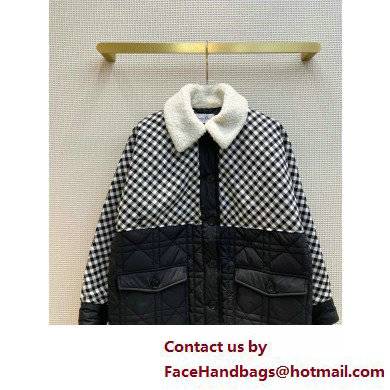dior Technical Wool with Black and White D-Little Vichy Motif Peacoat with Macrocannage Paneling 2022