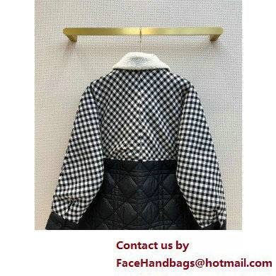 dior Technical Wool with Black and White D-Little Vichy Motif Peacoat with Macrocannage Paneling 2022