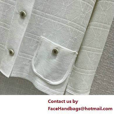 dior White Technical Mesh Macrocannage Cropped Jacket 2022
