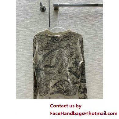 dior gray Technical Cashmere Knit with Toile de Jouy Motif Dioriviera Embroidered Sweater 2022