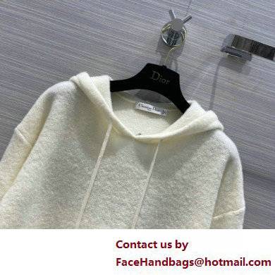 dior white Cashmere Knit, Alpaca and Silk Sherpa Hooded Sweatshirt and pants 2022
