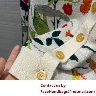 gucci Flora cotton wool cardigan white 2022 - Click Image to Close