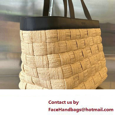 Bottega Veneta Cassette Intreccio woven raffia tote bag with leather trimming - Click Image to Close