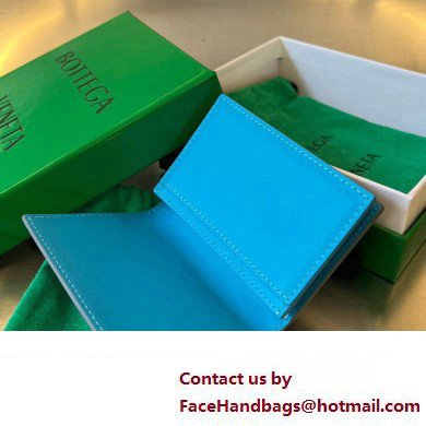 Bottega Veneta Intrecciato leather Business Card Case 605720 Gray/Blue