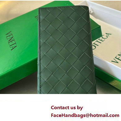 Bottega Veneta Intrecciato leather Long Wallet 676593 Dark Green
