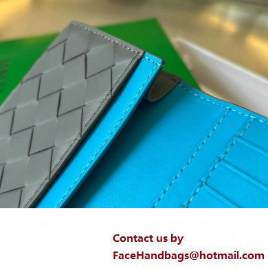 Bottega Veneta Intrecciato leather Long Wallet 676593 Gray/Blue