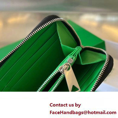 Bottega Veneta Intrecciato leather Zip Around Wallet 593217 Black/Green