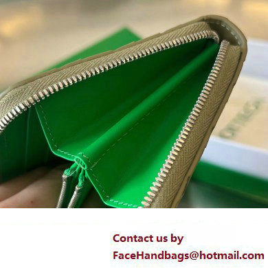 Bottega Veneta Intrecciato leather Zip Around Wallet 593217 Light Green