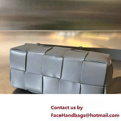 Bottega Veneta Intreccio leather Small Brick Cassette cross-body bag with adjustable strap 729251 Gray