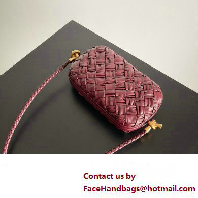 Bottega Veneta Knot On Strap Foulard intreccio leather minaudiere with strap Bag Burgundy