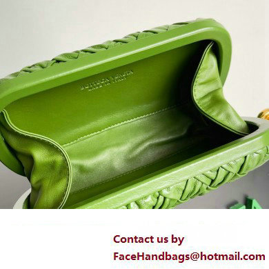 Bottega Veneta Knot On Strap Foulard intreccio leather minaudiere with strap Bag Dark Green - Click Image to Close