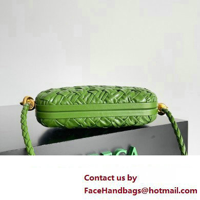 Bottega Veneta Knot On Strap Foulard intreccio leather minaudiere with strap Bag Dark Green