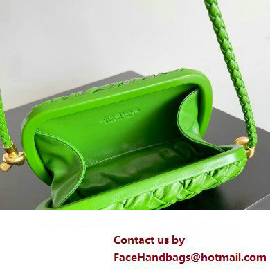 Bottega Veneta Knot On Strap Foulard intreccio leather minaudiere with strap Bag Green - Click Image to Close