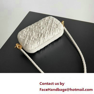 Bottega Veneta Knot On Strap Foulard intreccio leather minaudiere with strap Bag White - Click Image to Close