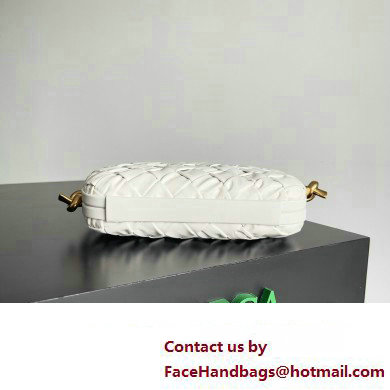 Bottega Veneta Knot On Strap Foulard intreccio leather minaudiere with strap Bag White