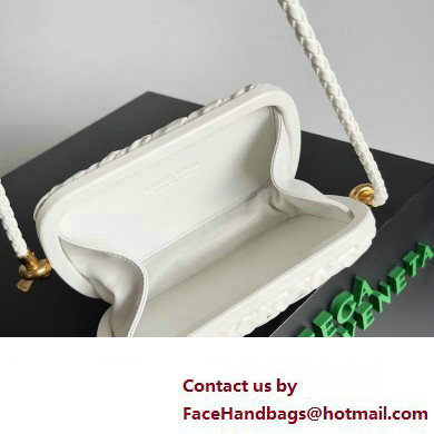 Bottega Veneta Knot On Strap Foulard intreccio leather minaudiere with strap Bag White