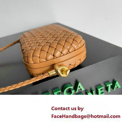 Bottega Veneta Knot On Strap Padded intreccio leather minaudiere with strap Bag Brown