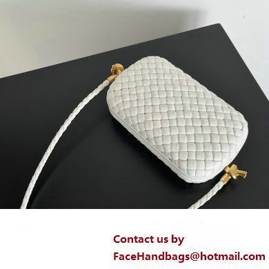Bottega Veneta Knot On Strap Padded intreccio leather minaudiere with strap Bag White
