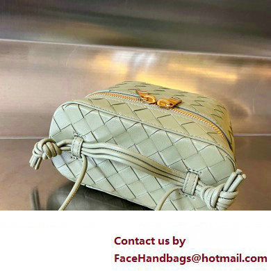 Bottega Veneta Mini Intrecciato leather vanity case Bag with cross-body strap 743551 Light Green