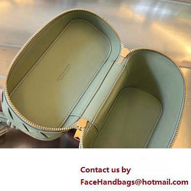Bottega Veneta Mini Intrecciato leather vanity case Bag with cross-body strap 743551 Light Green