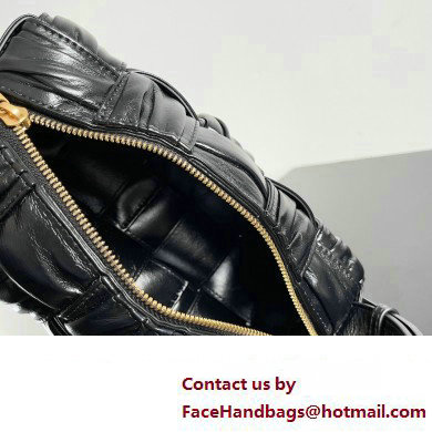 Bottega Veneta Small Brick Cassette in Foulard Intreccio Leather shoulder bag Black