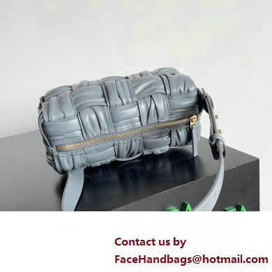 Bottega Veneta Small Brick Cassette in Foulard Intreccio Leather shoulder bag Gray