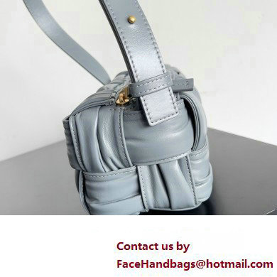 Bottega Veneta Small Brick Cassette in Foulard Intreccio Leather shoulder bag Gray