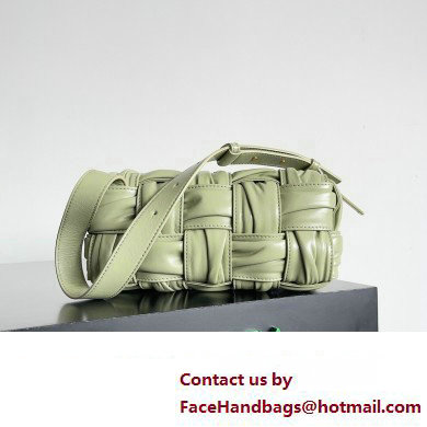 Bottega Veneta Small Brick Cassette in Foulard Intreccio Leather shoulder bag Light Green
