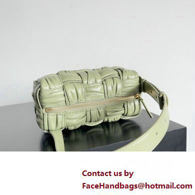 Bottega Veneta Small Brick Cassette in Foulard Intreccio Leather shoulder bag Light Green