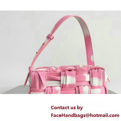 Bottega Veneta Small Brick Cassette in Foulard Intreccio Leather shoulder bag tie-dye Pink