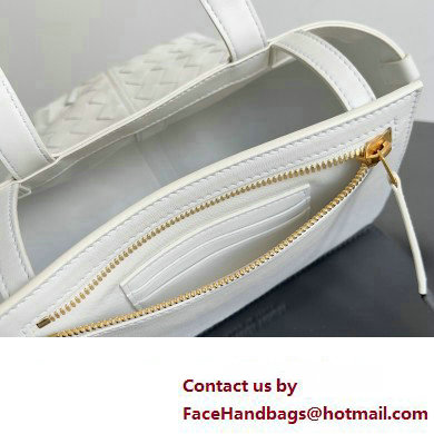 Bottega Veneta Small Flip Flap Intrecciato leather tote Bag White