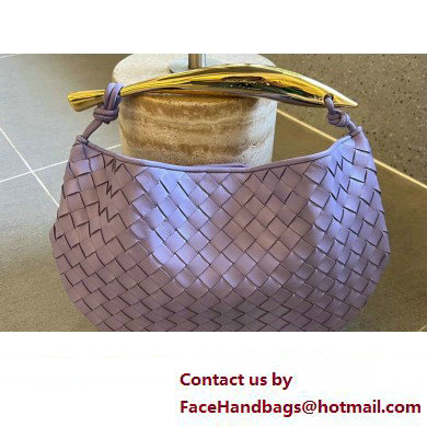 Bottega Veneta Small intrecciato leather Sardine bag with metallic top handle 716082 Lilac