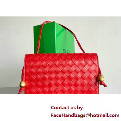Bottega Veneta Trio Pouch On Strap Mini intrecciato leather shoulder Bag Red