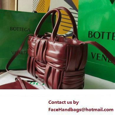 Bottega Veneta foulard Intreccio leather Mini Arco Tote bag with detachable strap Burgundy - Click Image to Close