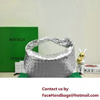 Bottega Veneta intrecciato leather teen jodie shoulder bag silver