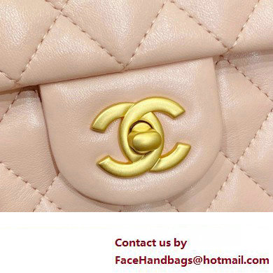 CHANEL SHEEPSKIN MEDIUM CLASSIC FLAP BAG WITH A CAMELLIA AS4046 PINK 2023