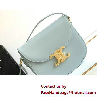 Celine BESACE CLEA BAG in Shiny calfskin 110413 Soft Blue - Click Image to Close