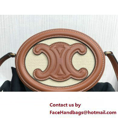 Celine CROSSBODY OVAL PURSE cuir triomphe in TEXTILE TRIOMPHE AND CALFSKIN Natural / Tan 101703