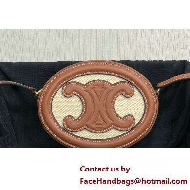 Celine CROSSBODY OVAL PURSE cuir triomphe in TEXTILE TRIOMPHE AND CALFSKIN Natural / Tan 101703