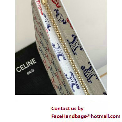 Celine Medium Celine Croque Bag in Triomphe canvas and calfskin Blue/Red 112273