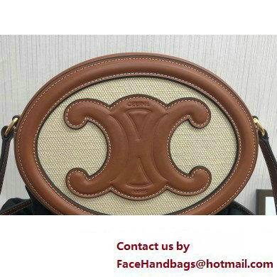 Celine OVAL BAG CUIR TRIOMPHE in TEXTILE TRIOMPHE AND CALFSKIN Natural / Tan 198603