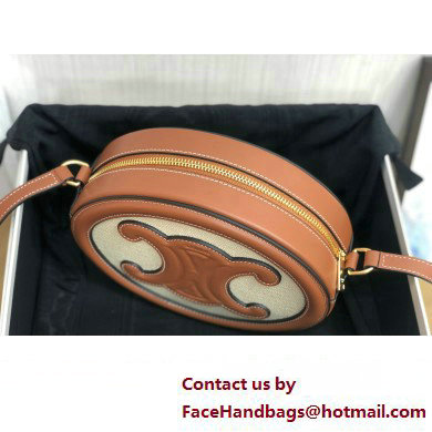 Celine OVAL BAG CUIR TRIOMPHE in TEXTILE TRIOMPHE AND CALFSKIN Natural / Tan 198603
