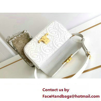 Celine SHOULDER BAG triomphe in QUILTED TRIOMPHE LAMBSKIN 194143 White