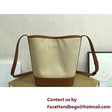 Celine SMALL BUCKET CUIR TRIOMPHE Bag in TEXTILE AND CALFSKIN Natural / Tan 198243