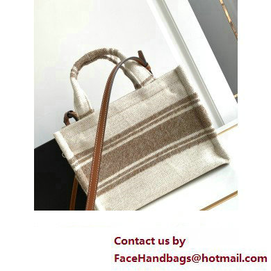 Celine Small Cabas Thais Bag In Striped Textile With Celine Jacquard 199162 Beige/Brown 2023