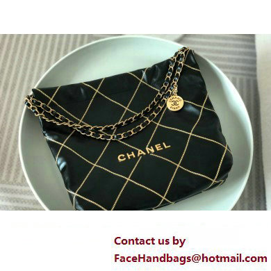 Chanel 22 Handbag in Shiny Calfskin black AS3260 2023 - Click Image to Close