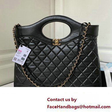 Chanel 31 Large Shopping Bag in Shiny Crumpled Calfskin AS1010 black 2023