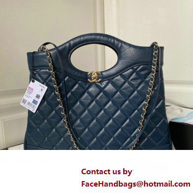 Chanel 31 Large Shopping Bag in Shiny Crumpled Calfskin AS1010 blue 2023 - Click Image to Close
